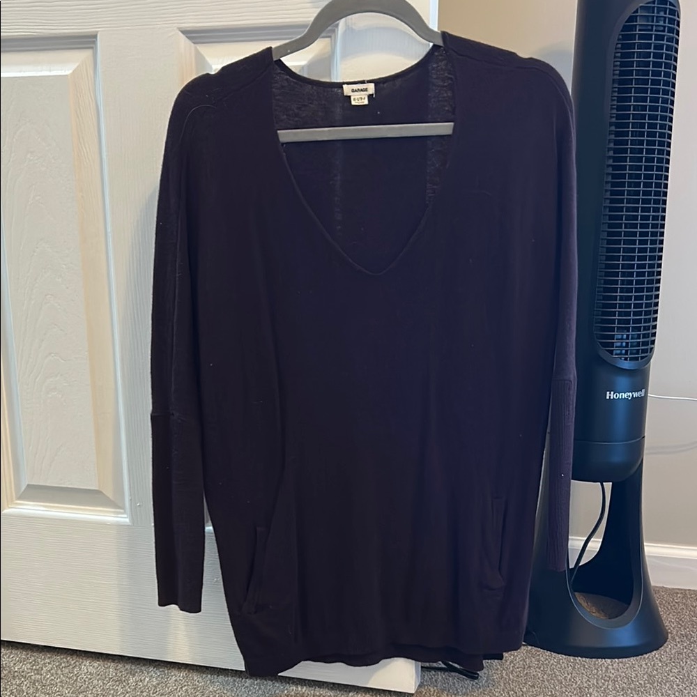 Garage — Dark Purple Relaxed Long Sleeve Sweater